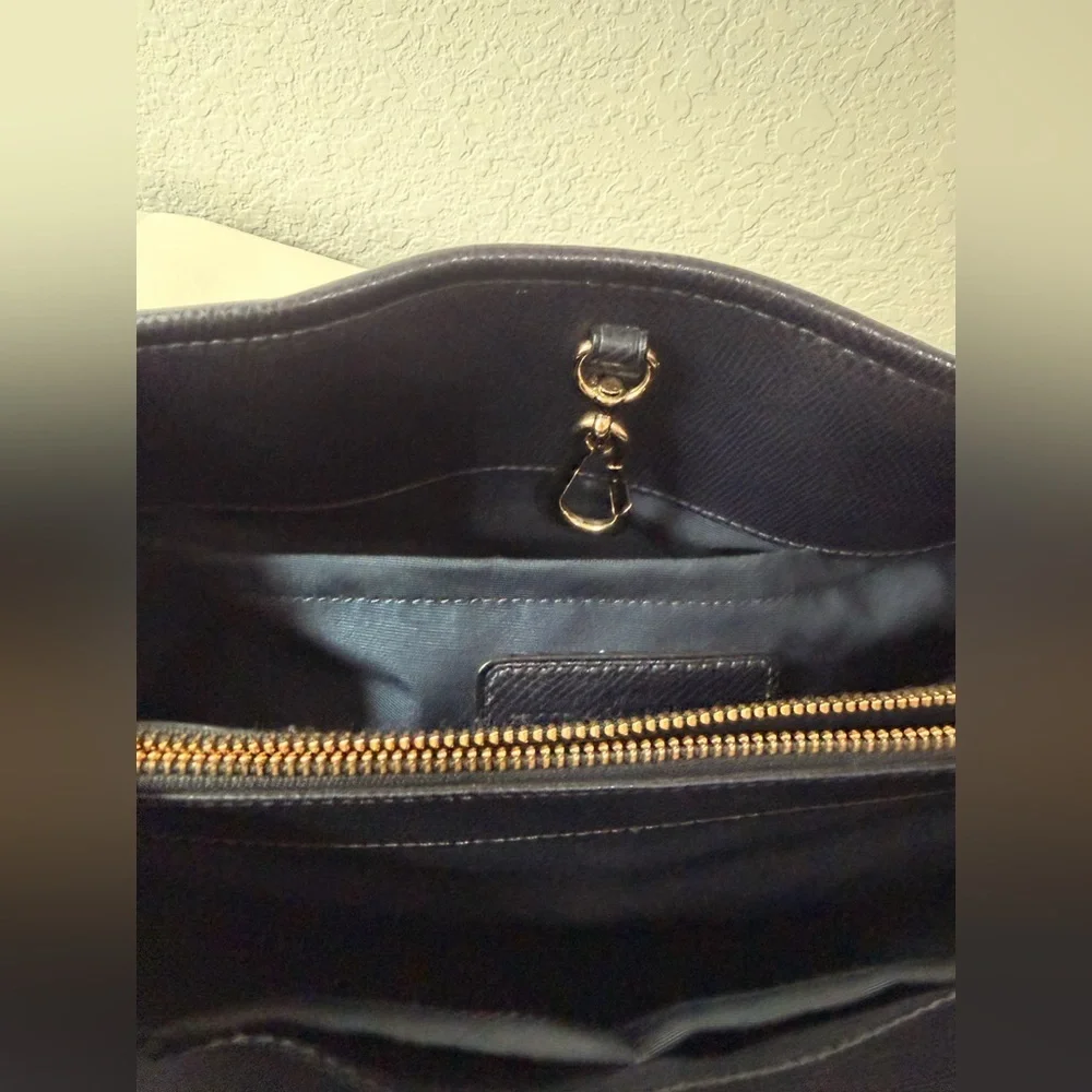 Coach Margot Carryall Satchel Purse | Navy Blue with Gold Hardware